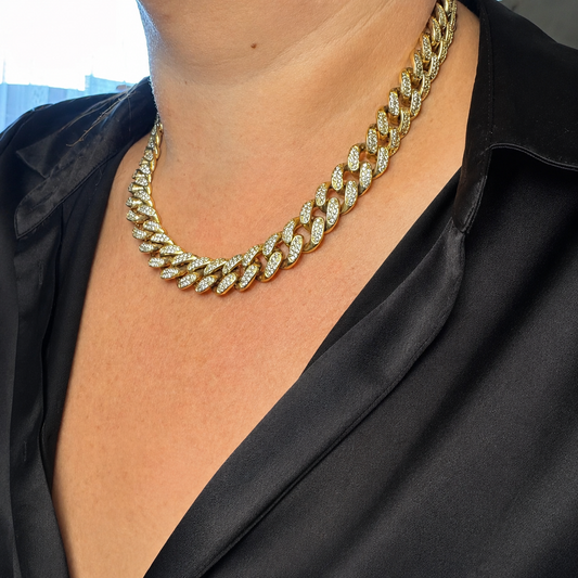 "Diamond cuban" Goudkleurige ketting (10mm)