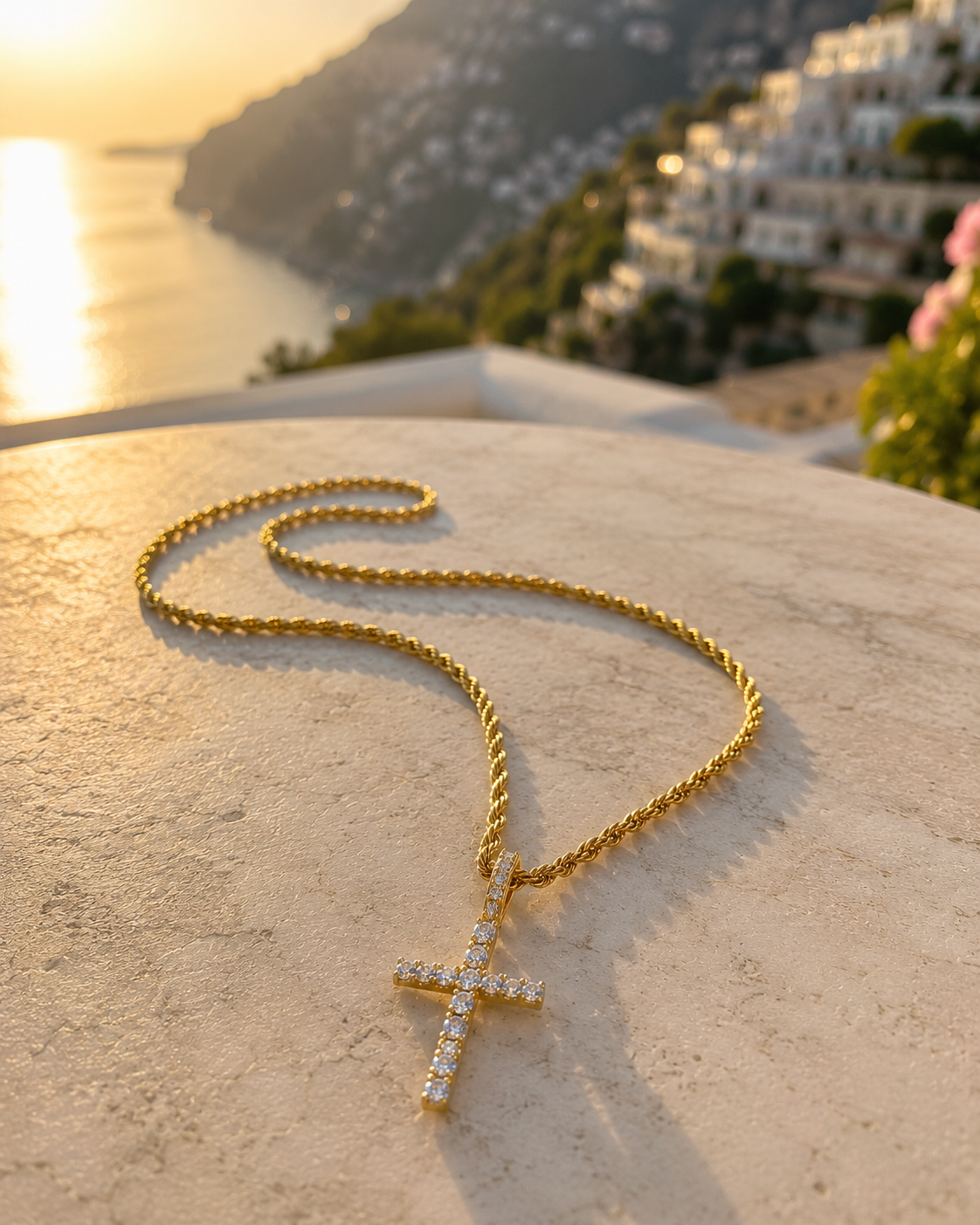 "Diamond Cross" Goudkleurige Hanger