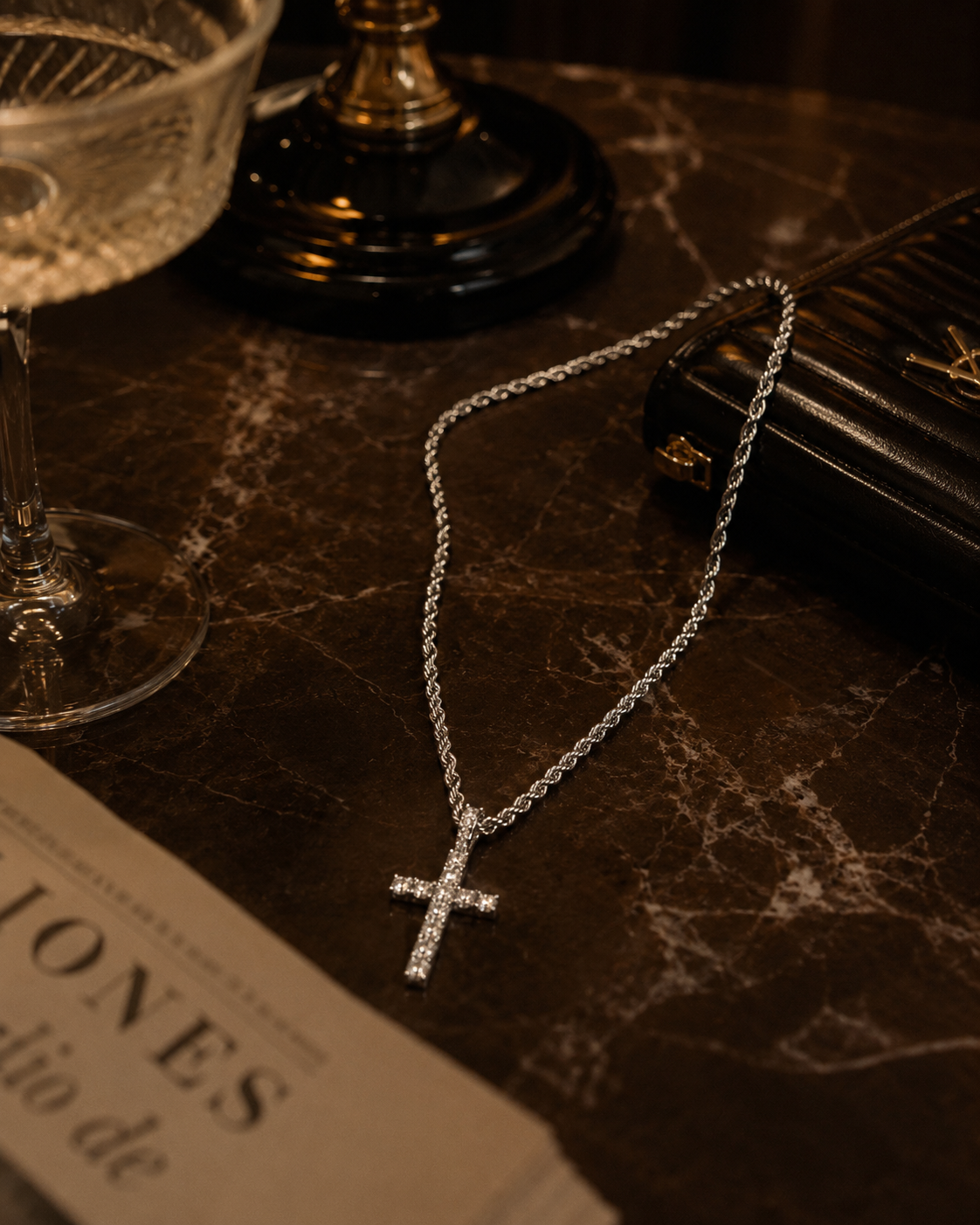 "Diamond Cross" Zilverkleurige Hanger