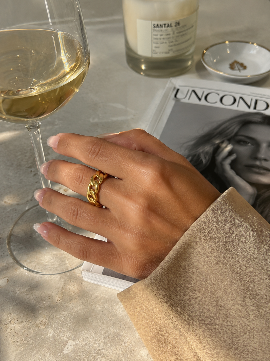 "Cuban" Goudkleurige Ring