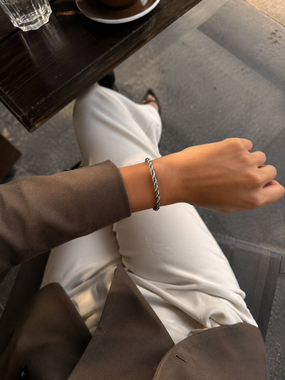 "Rope" Zilverkleurige Armband (5mm)