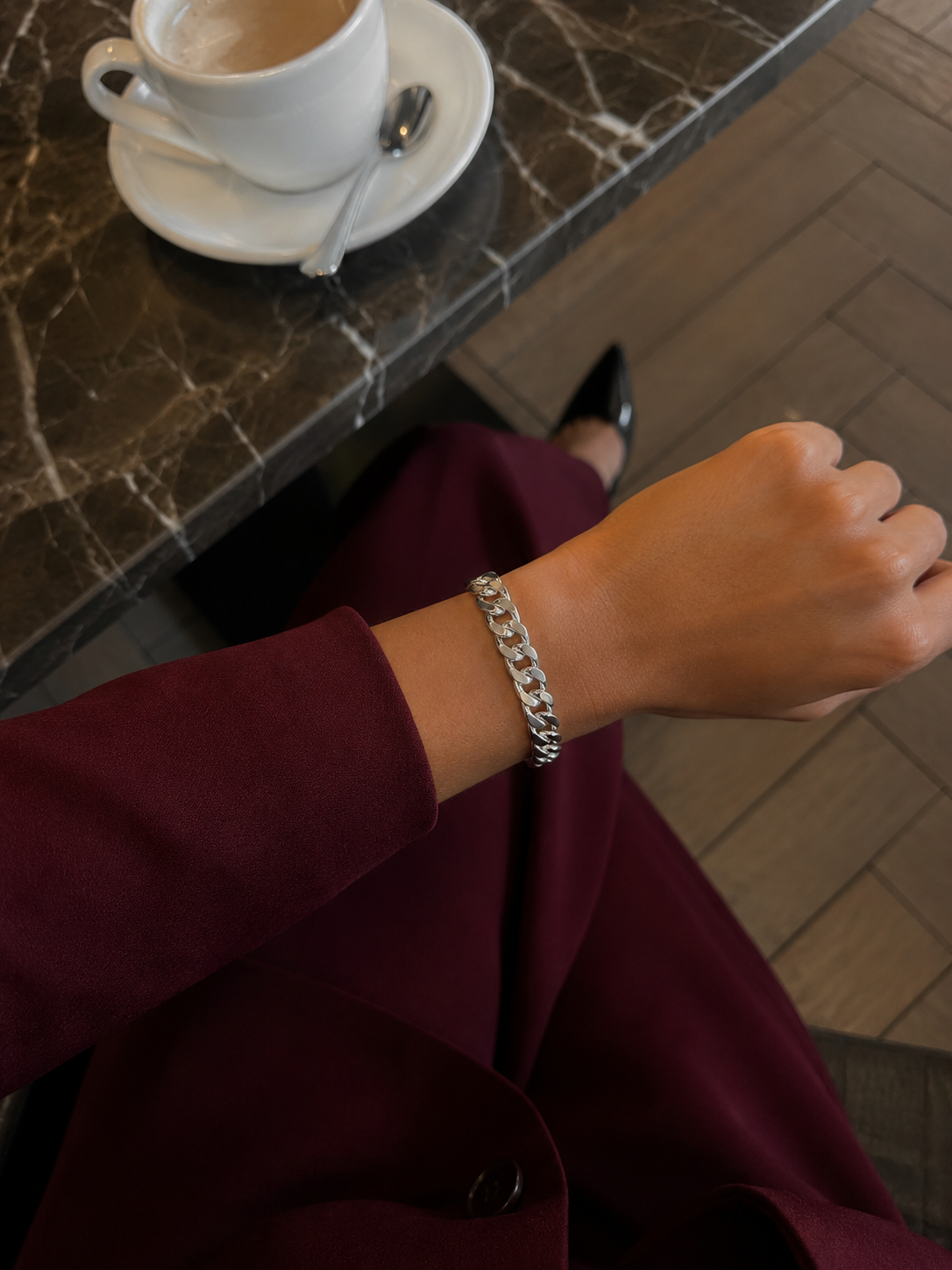 "Cuban" Zilverkleurige Armband (8mm)