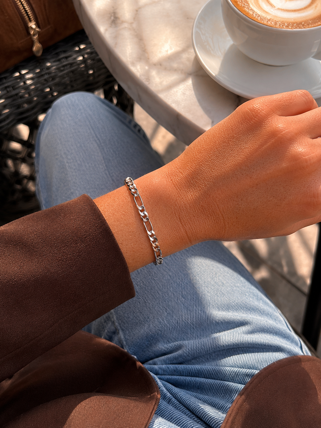 "Figaro" Zilverkleurige Armband (5mm)