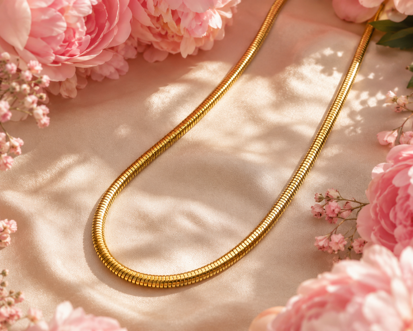 "Snake" Goudkleurige Ketting (4mm)