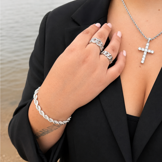 "Diamond Cross" Zilverkleurige Hanger