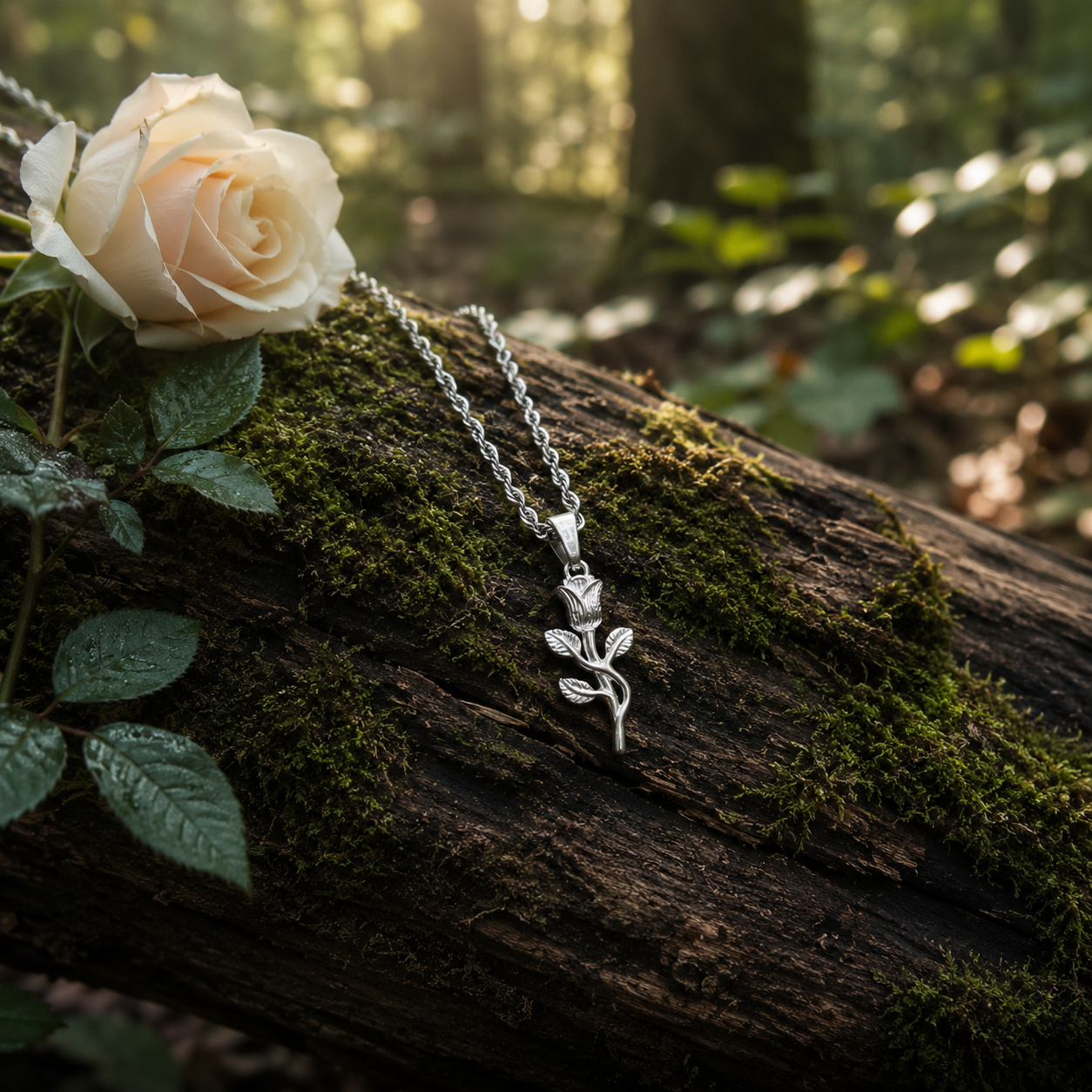 "Rose" Zilverkleurige Hanger