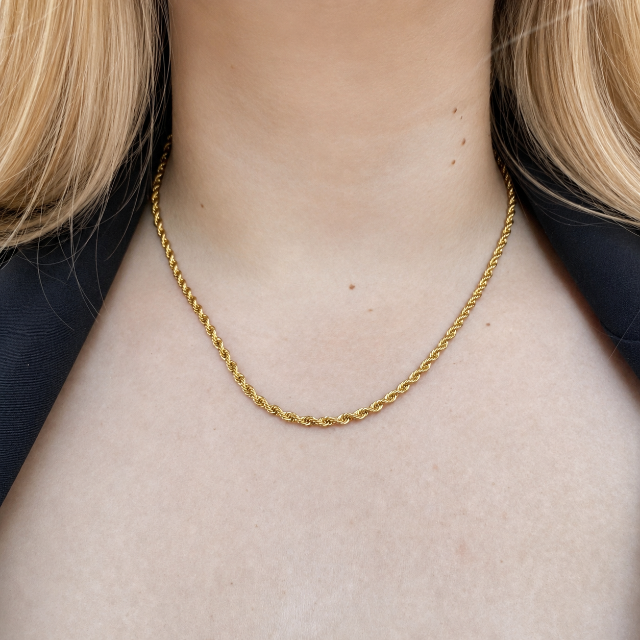 "Rope" Goudkleurige Ketting (3mm)