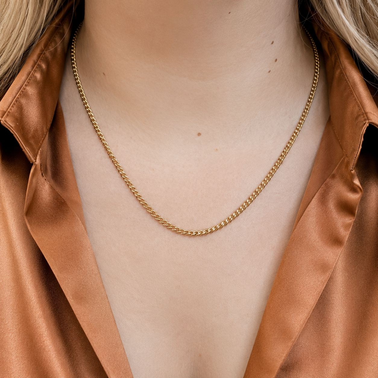 "Cuban" Goudkleurige Ketting (3mm)