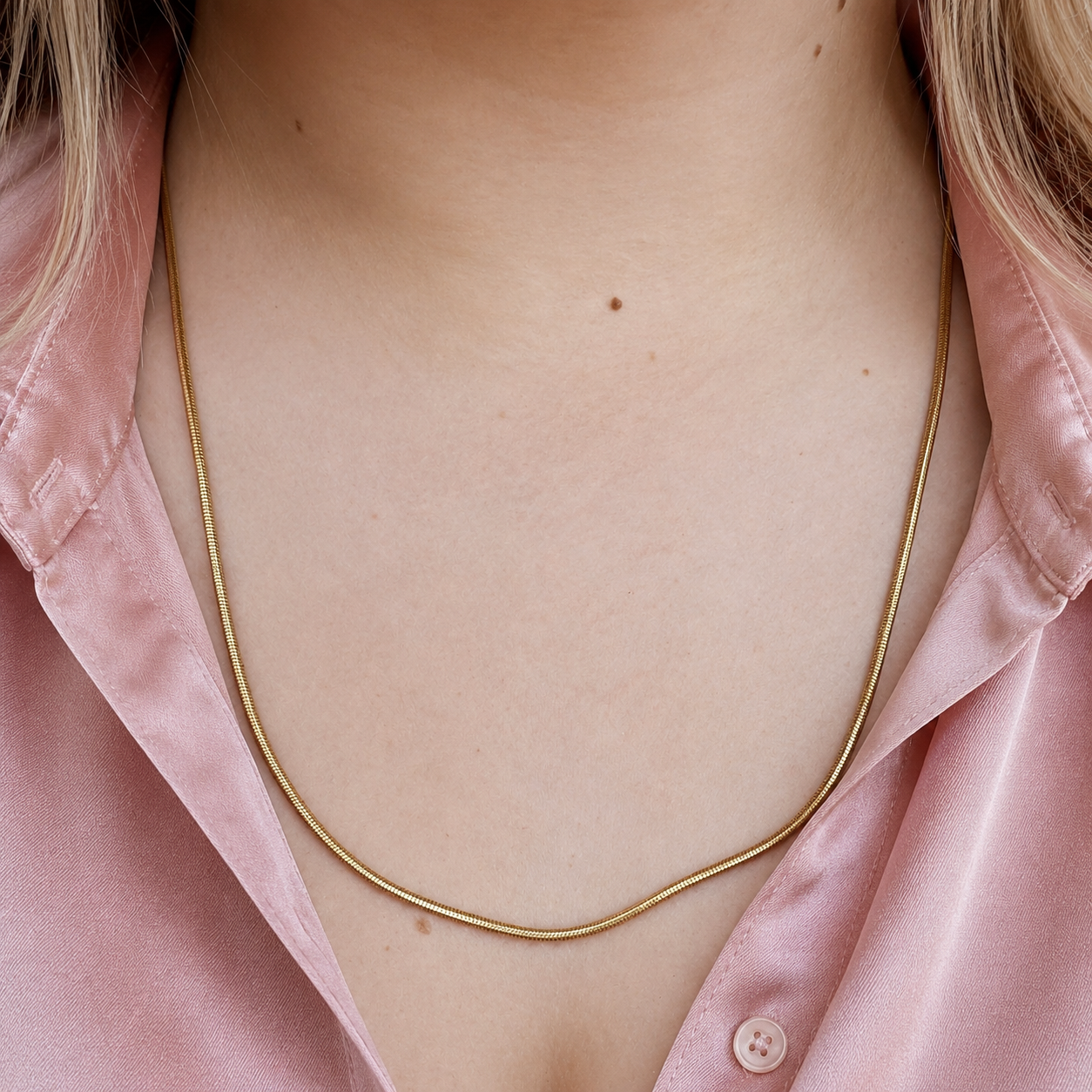 "Snake" Goudkleurige Ketting (2mm)