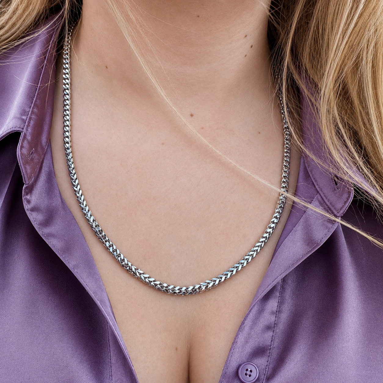 "Franco" Zilverkleurige Ketting (5mm)
