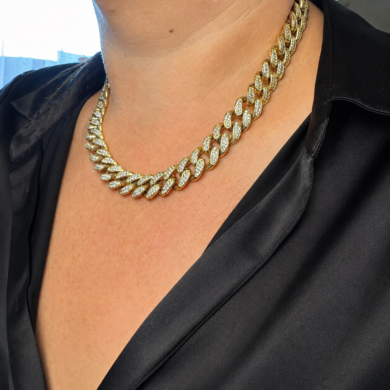 "Diamond cuban" Goudkleurige ketting (10mm)