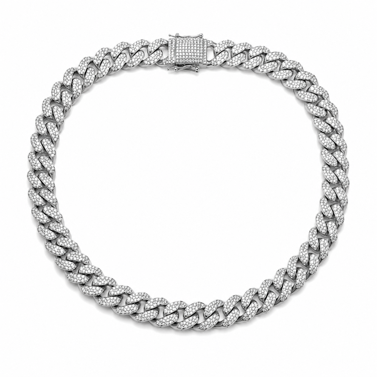 "Diamond cuban" zilverkleurige ketting (10mm)