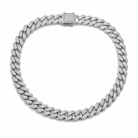 "Diamond cuban" zilverkleurige ketting (10mm)