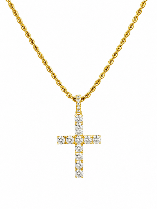 "Diamond Cross" Goudkleurige Hanger