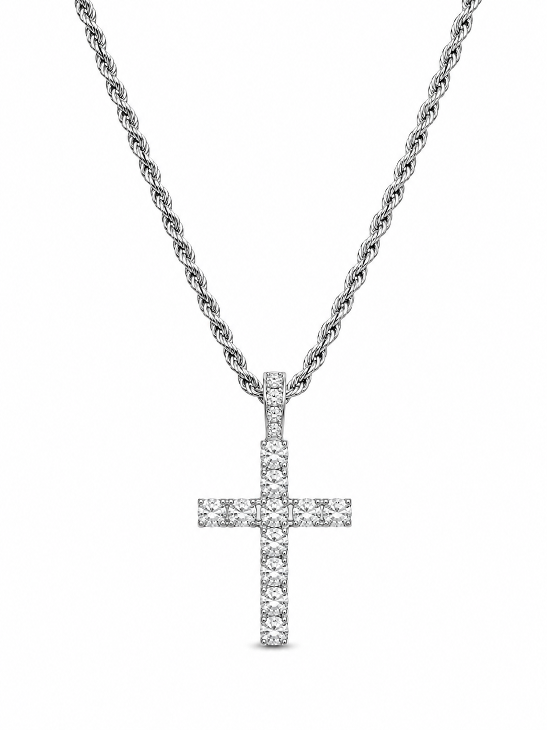 "Diamond Cross" Zilverkleurige Hanger