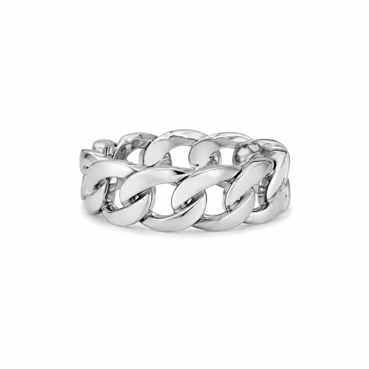 "Cuban" Zilverkleurige Ring