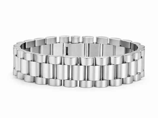 "Presidento" Zilverkleurige Armband (15mm)