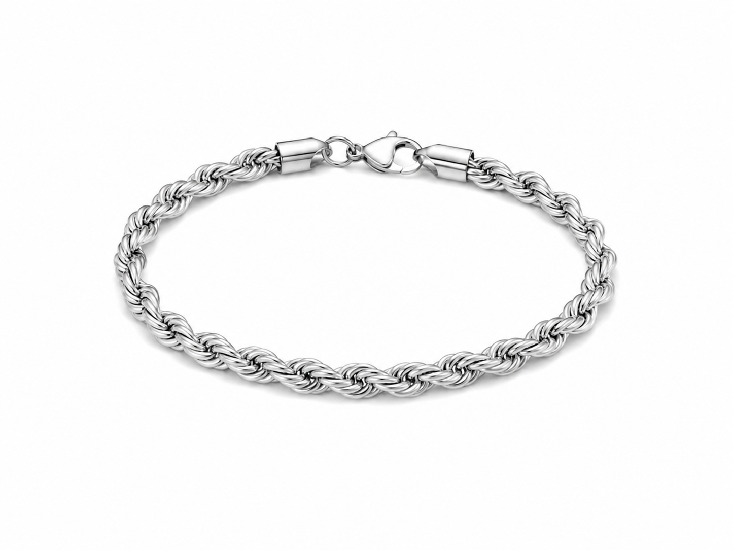 "Rope" Zilverkleurige Armband (5mm)