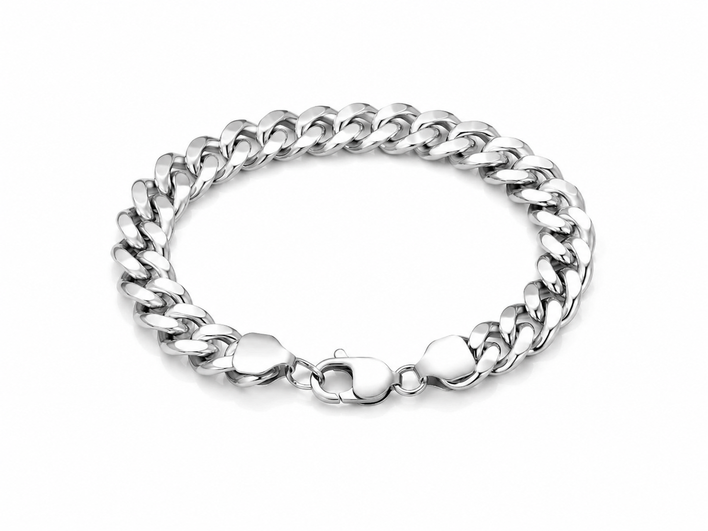 "Cuban" Zilverkleurige Armband (8mm)