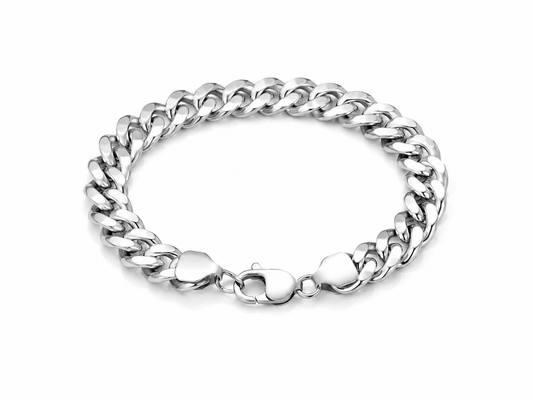 "Cuban" Zilverkleurige Armband (8mm)