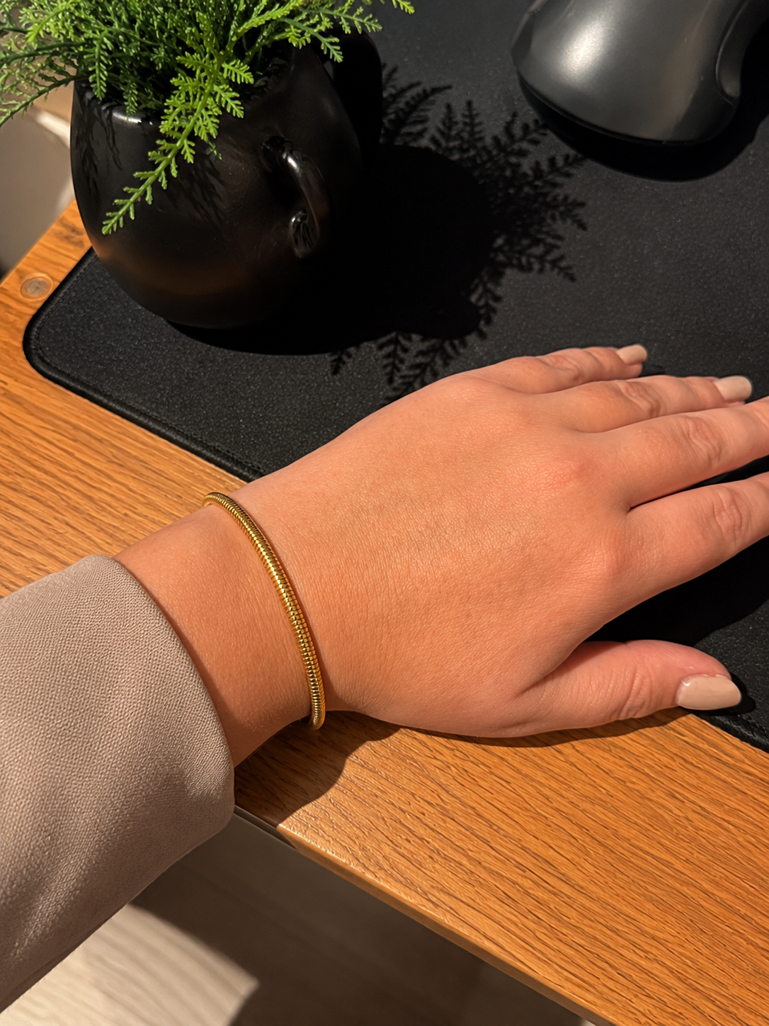 "Snake" Goudkleurige Armband (4mm)