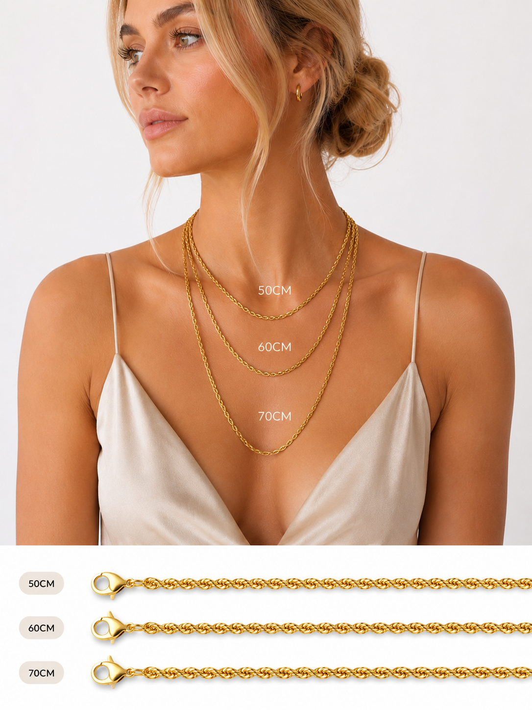"Rope" Goudkleurige Ketting (3mm)