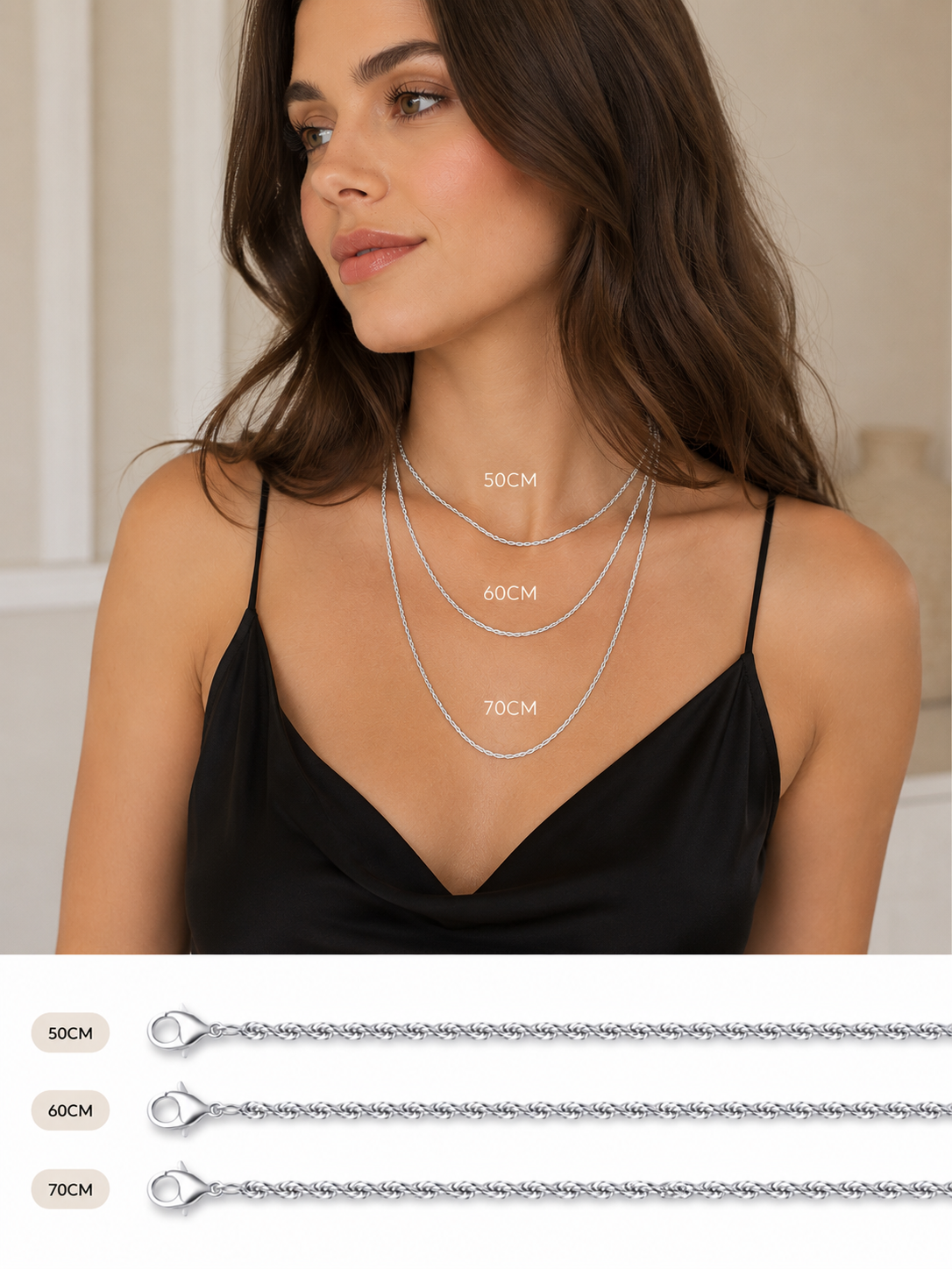 "Rope" Zilverkleurige Ketting (3mm)