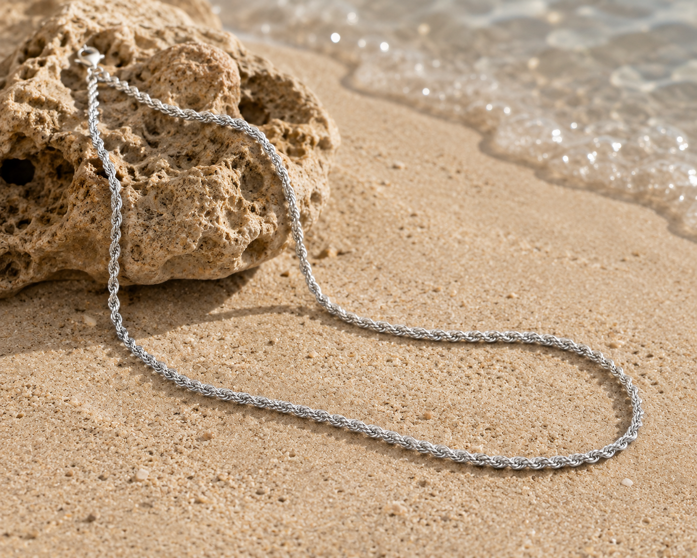 "Rope" Zilverkleurige Ketting (3mm)