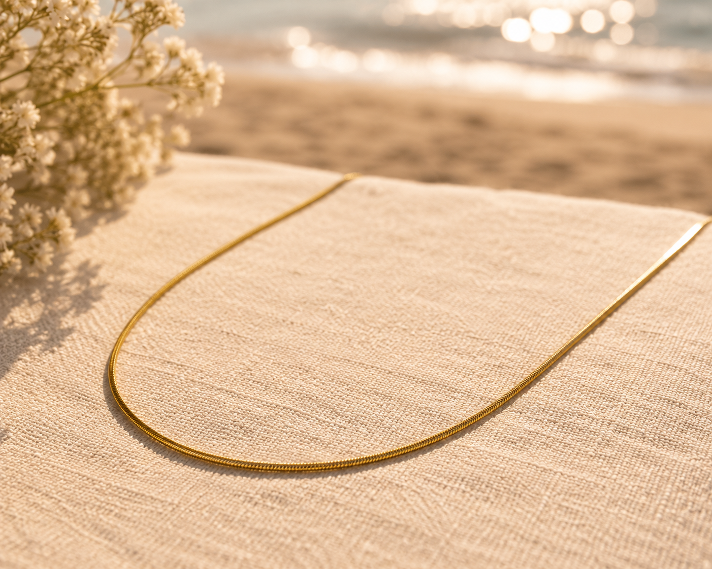 "Snake" Goudkleurige Ketting (2mm)