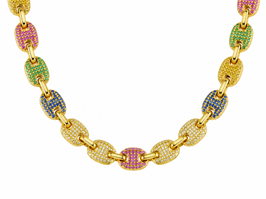 "Five Gems Necklace" Goudkleurige ketting (10mm)